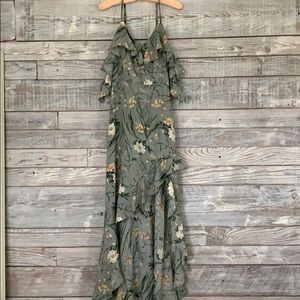 Strut and Bolt Sage Green Ruffled Dress